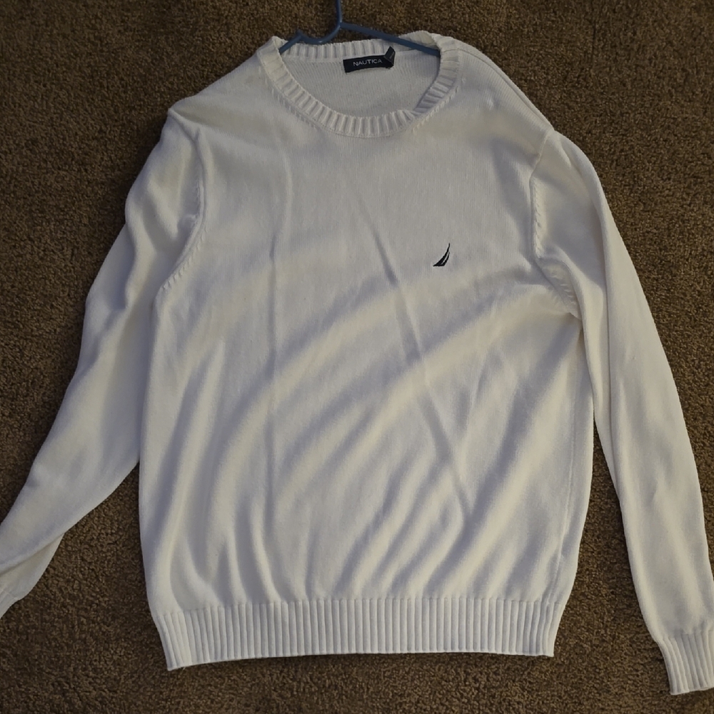 Nautica Men's Classic White Crewneck Sweater